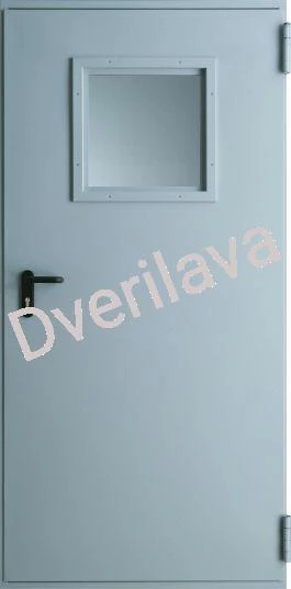 Купить Противопожарная дверь серого цвета со стеклом